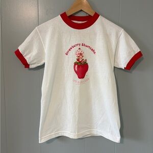 Deadstock Strawberry Shortcake Ringer Tee Adult Medium Y2K Coquette Graphic